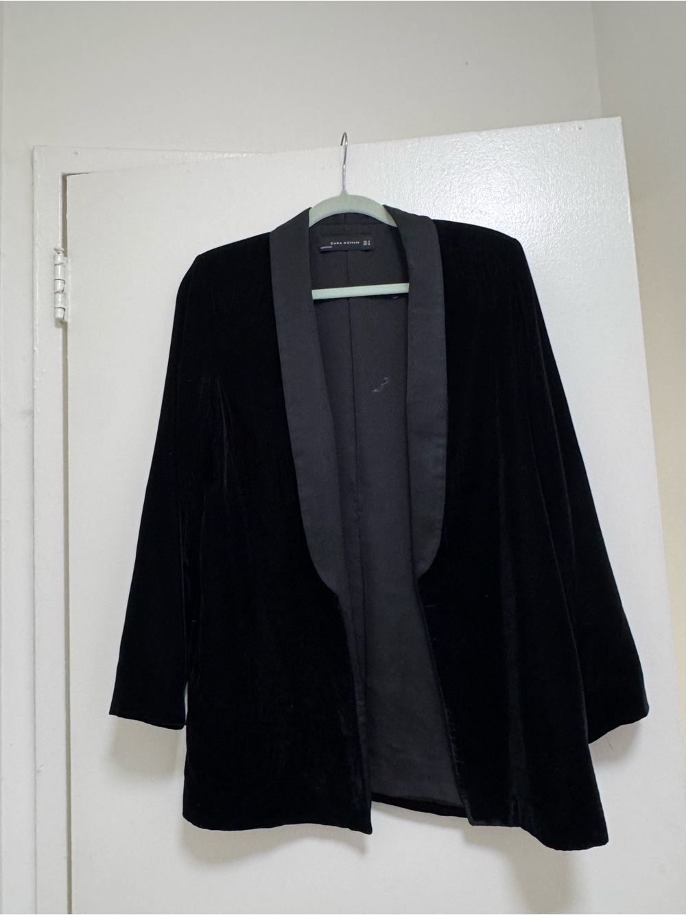 Zara Women's Black Velvet Open-Front Blazer Jacket